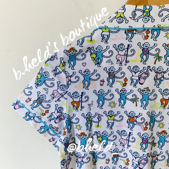 Roller Rabbit Palm Beach Monkey Polo Pajamas in Multi Monkey Sz Small S New NWT - Picture 9 of 16